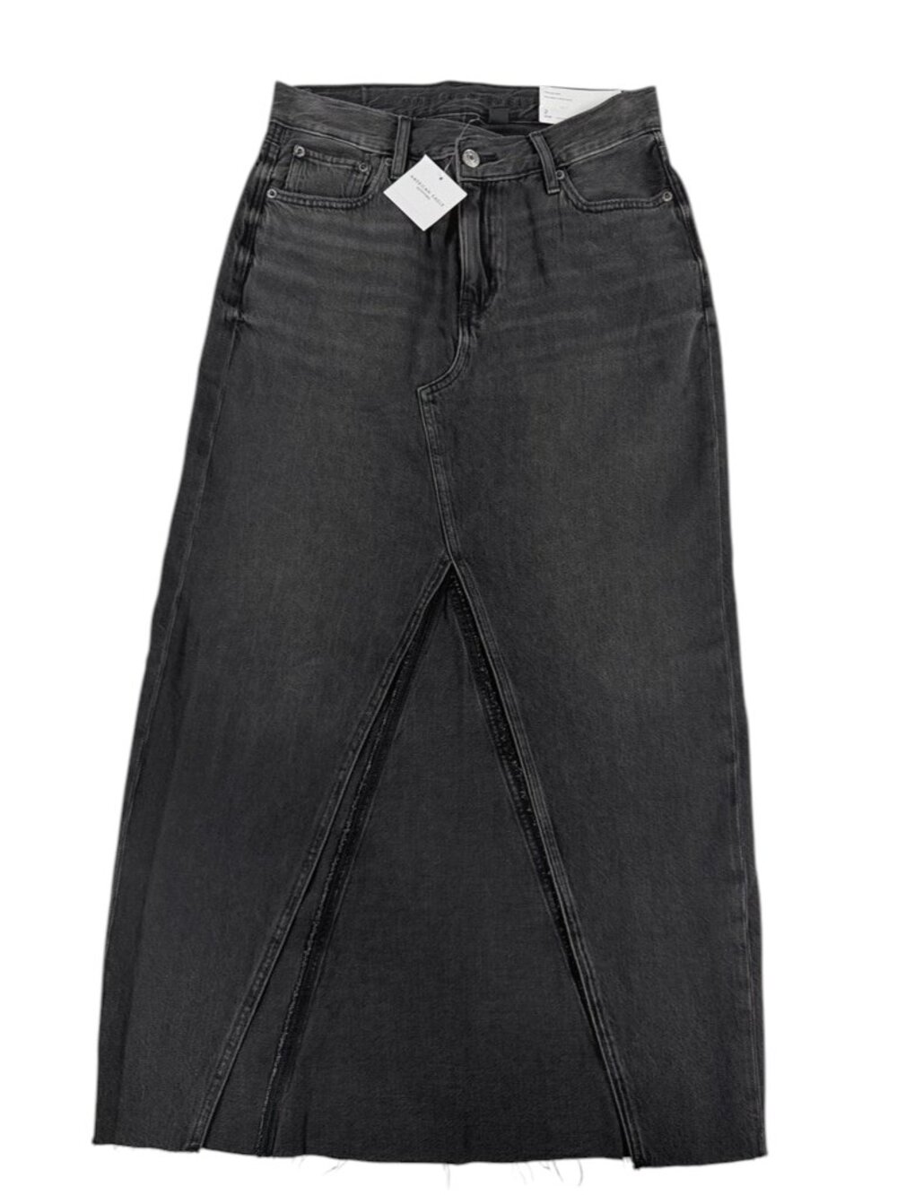 Women's American Eagle Black '90s High Rise Maxi Denim Skirt Size 2 26W NWT